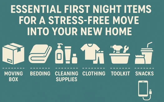 Infographic: Essential First Night Items for a Stress-Free Move into Your New Home