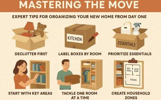 Infographic: Mastering the Move: Expert Tips for Organizing Your New Home from Day One