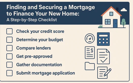 Infographic: Finding and Securing a Mortgage to Finance Your New Home: A Step-by-Step Checklist