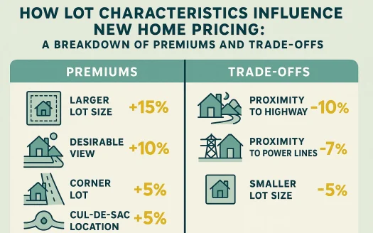 Infographic: How Lot Characteristics Influence New Home Pricing: A Breakdown of Premiums and Trade-offs