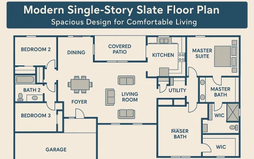 Infographic: Modern Single-Story Slate Floor Plan | Spacious Design for Comfortable Living