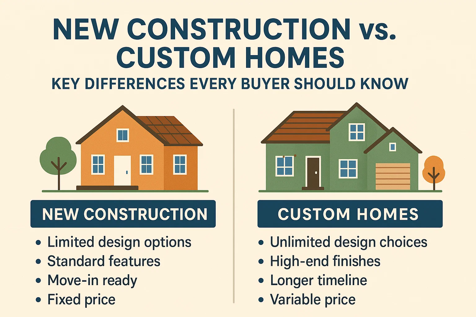 New Construction vs. Custom Homes: Key Differences Every Buyer Should Know