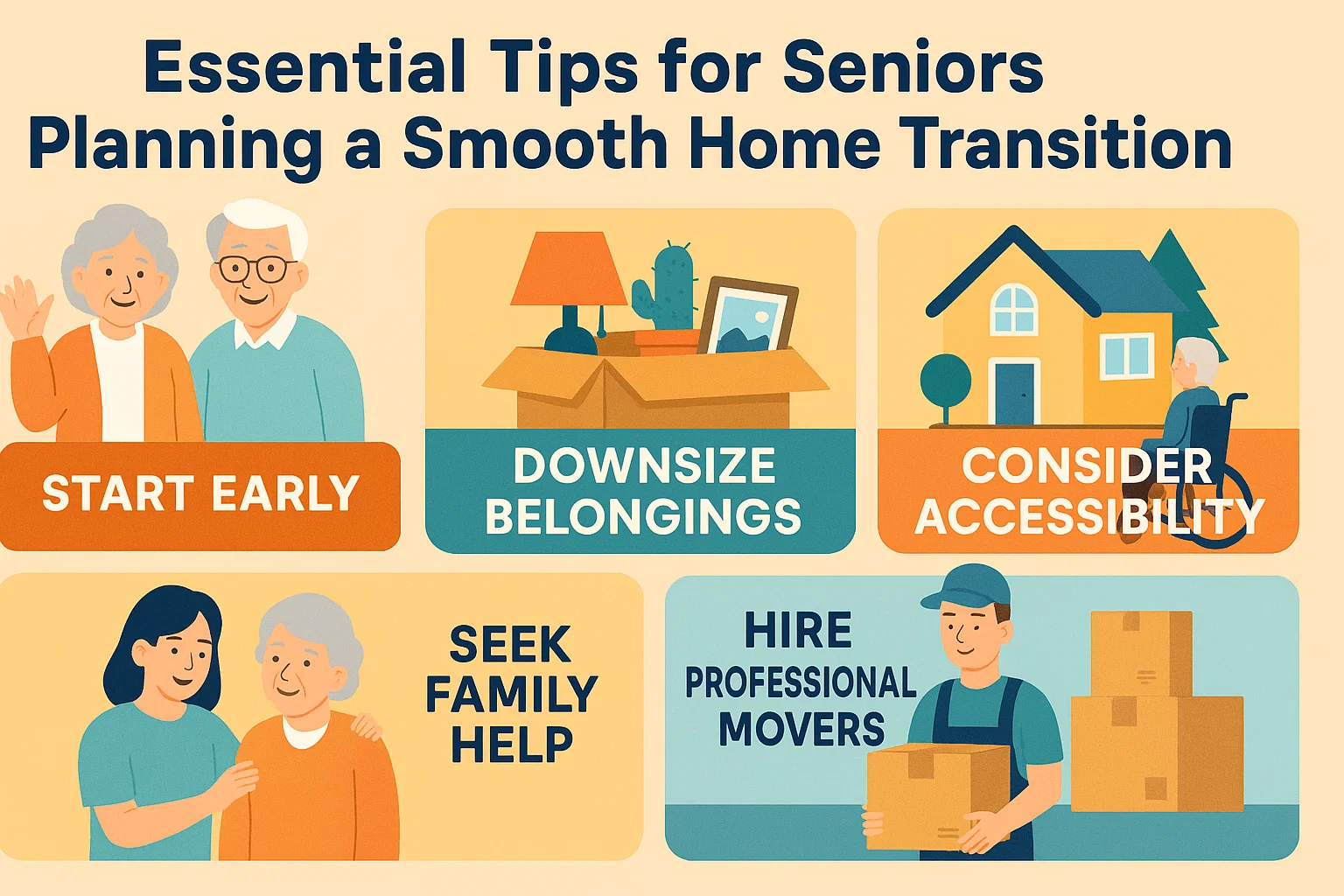 Senior Home Transition Tips infographic
