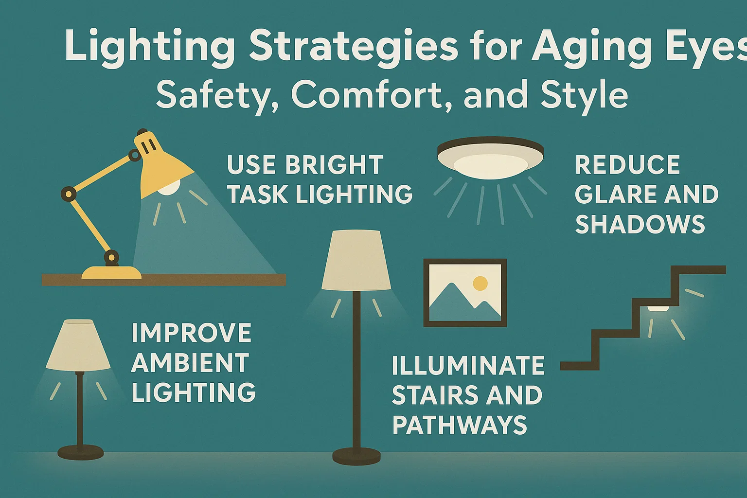 Aging Eyes Lighting Guide infographic