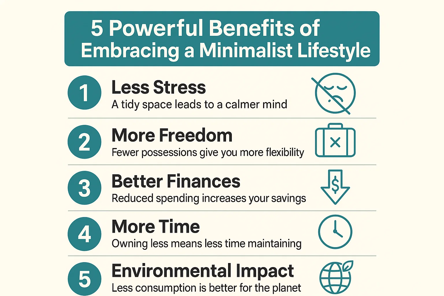 Minimalism's Key Benefits infographic