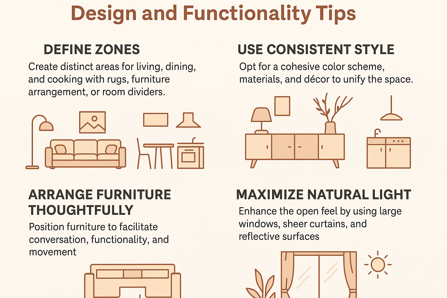 Open Floor Plan Tips infographic