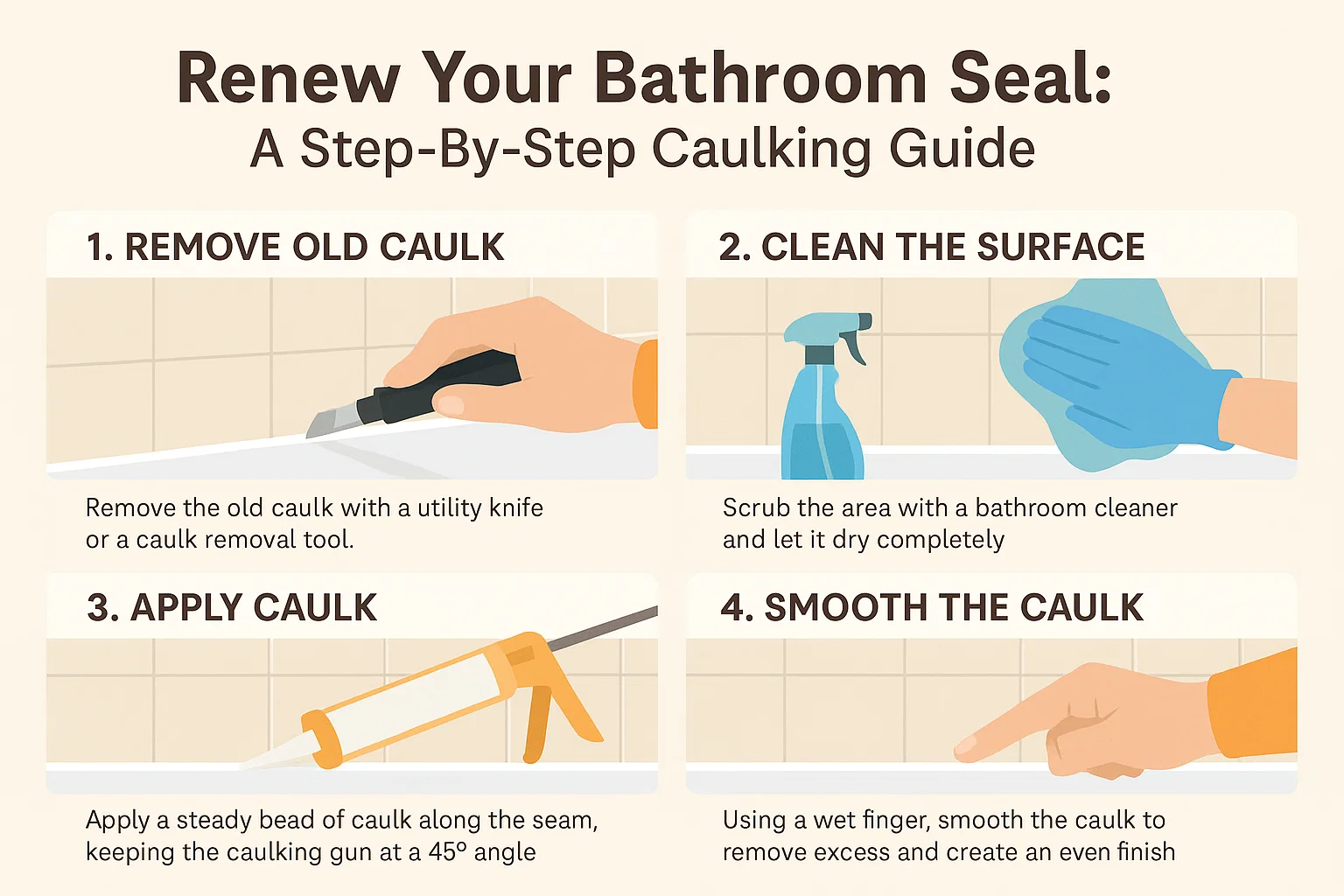 Bathroom Caulking Guide infographic