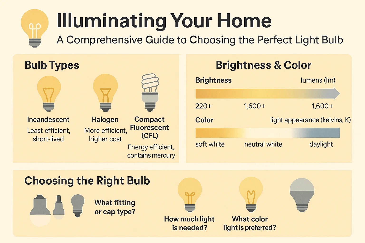 Guide to Light Bulbs infographic